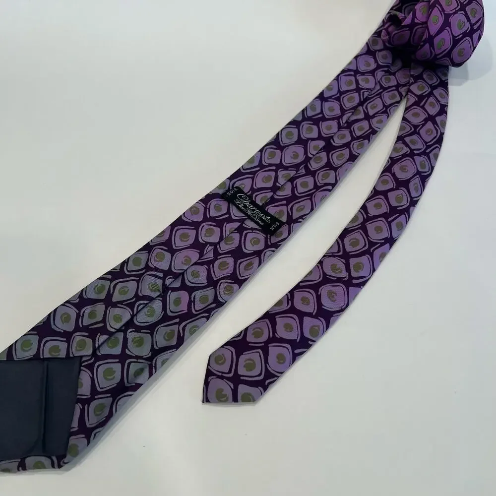 Charvet Place Vendôme 100% Silk Men’s Neck Tie Purple & Green Made in France JP